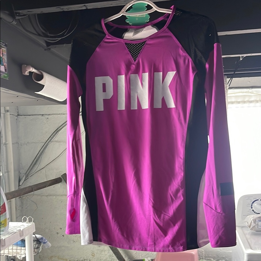 PINK Victoria's Secret Fuchsia Top with Polka Dot Detail